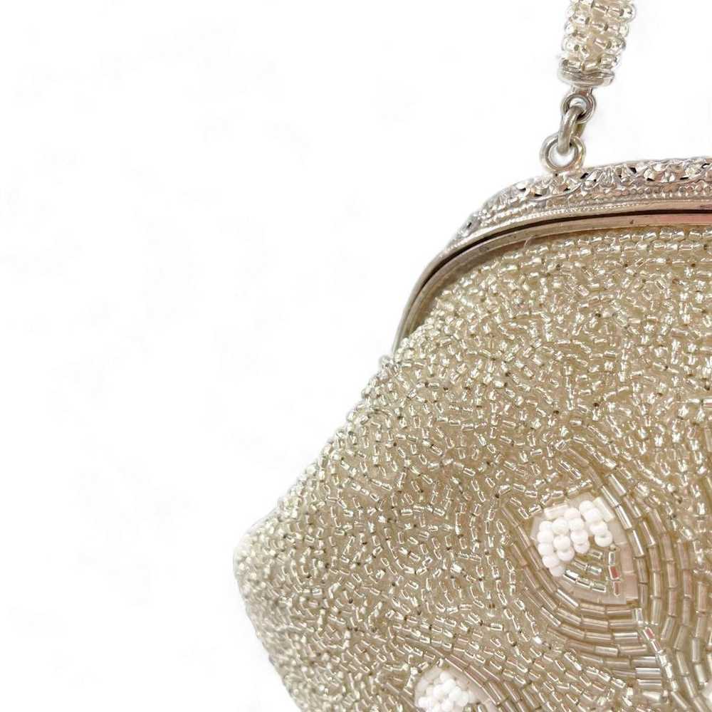 Bead Bag Handbag Peacock Champagne Silver B-0755 - image 9