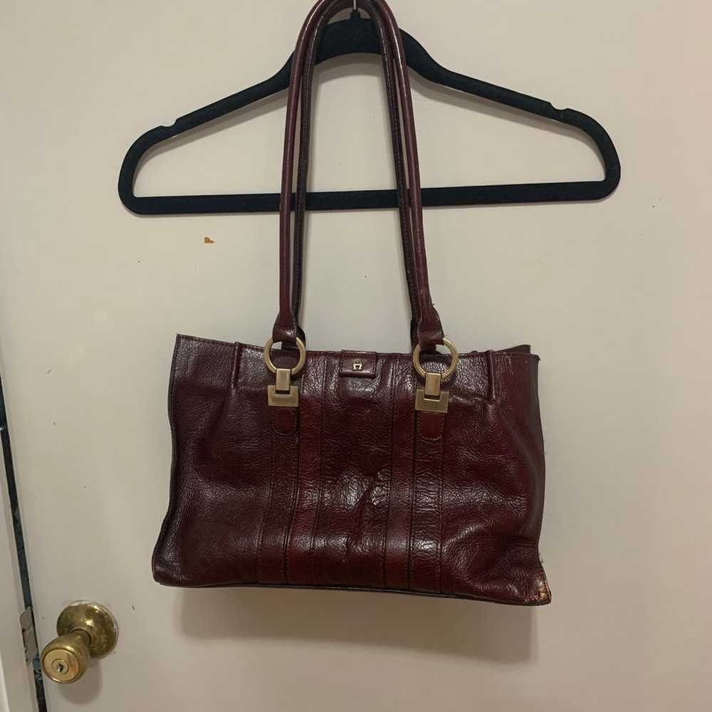 Vintage Etienne Aigner Burgundy, Leather Handbag - image 1