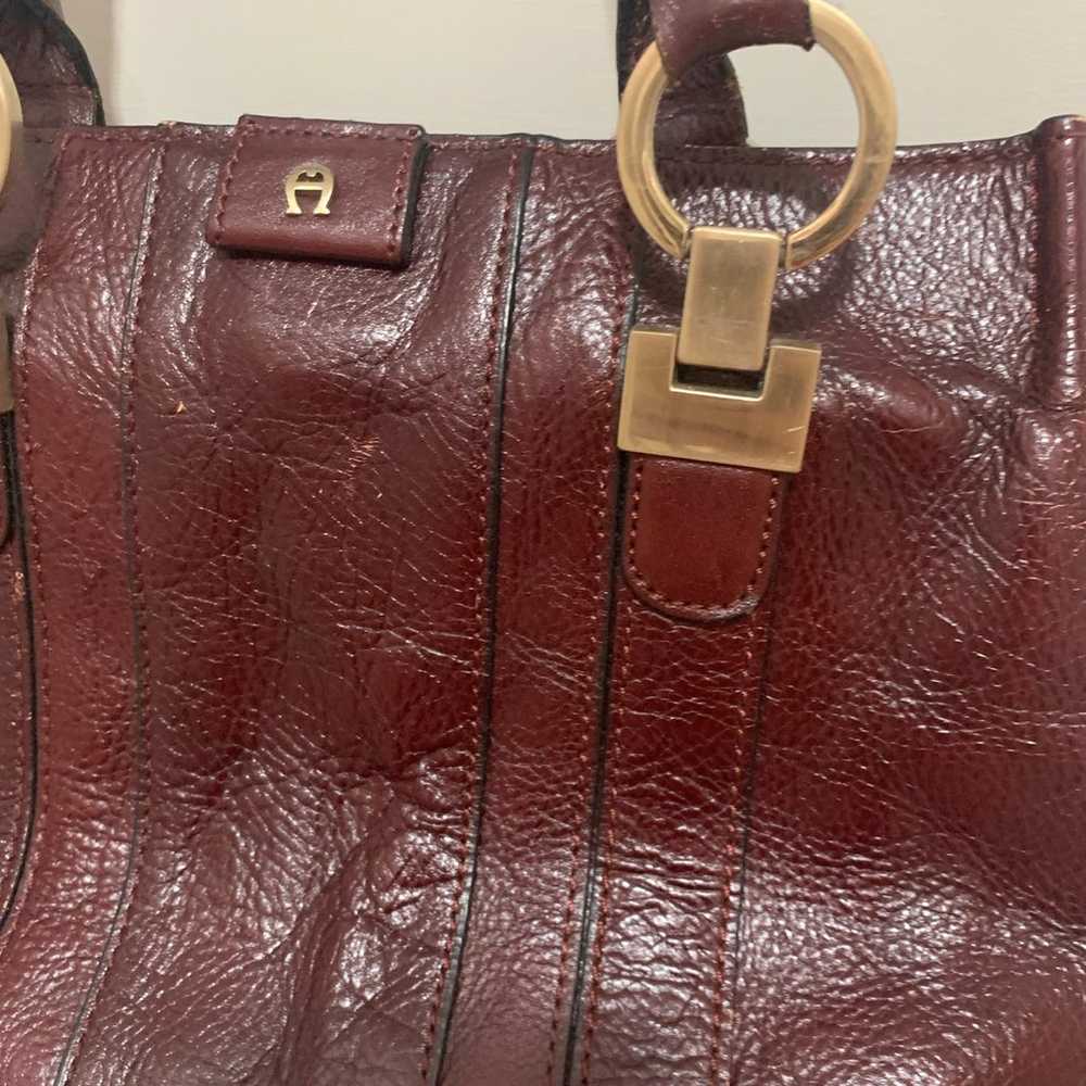 Vintage Etienne Aigner Burgundy, Leather Handbag - image 2