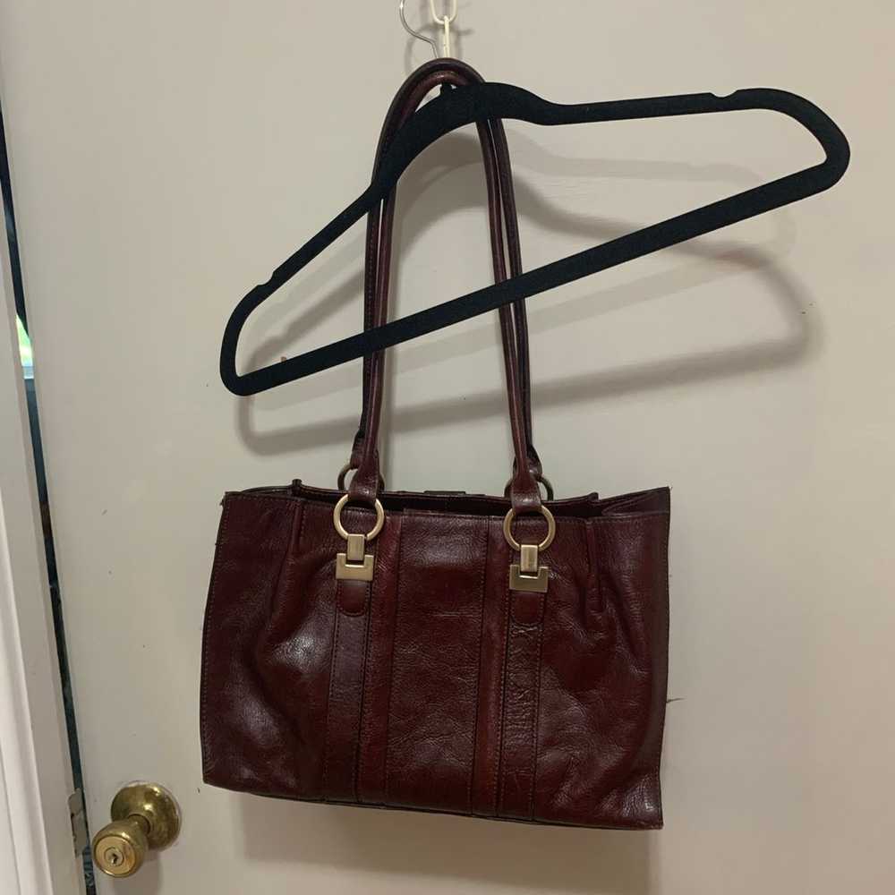 Vintage Etienne Aigner Burgundy, Leather Handbag - image 3