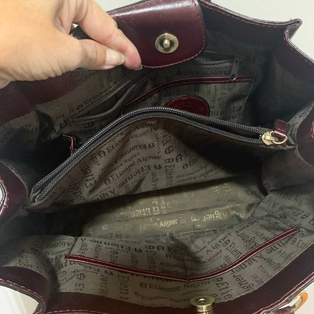 Vintage Etienne Aigner Burgundy, Leather Handbag - image 6