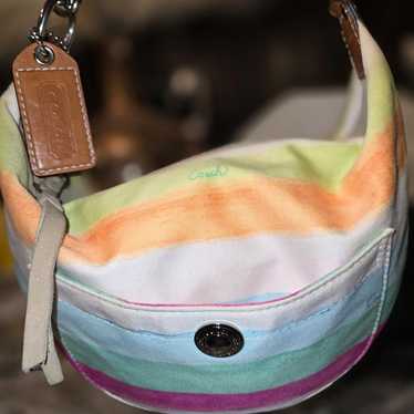 Vintage Coach Hampton Watercolor Stripe Small Hobo