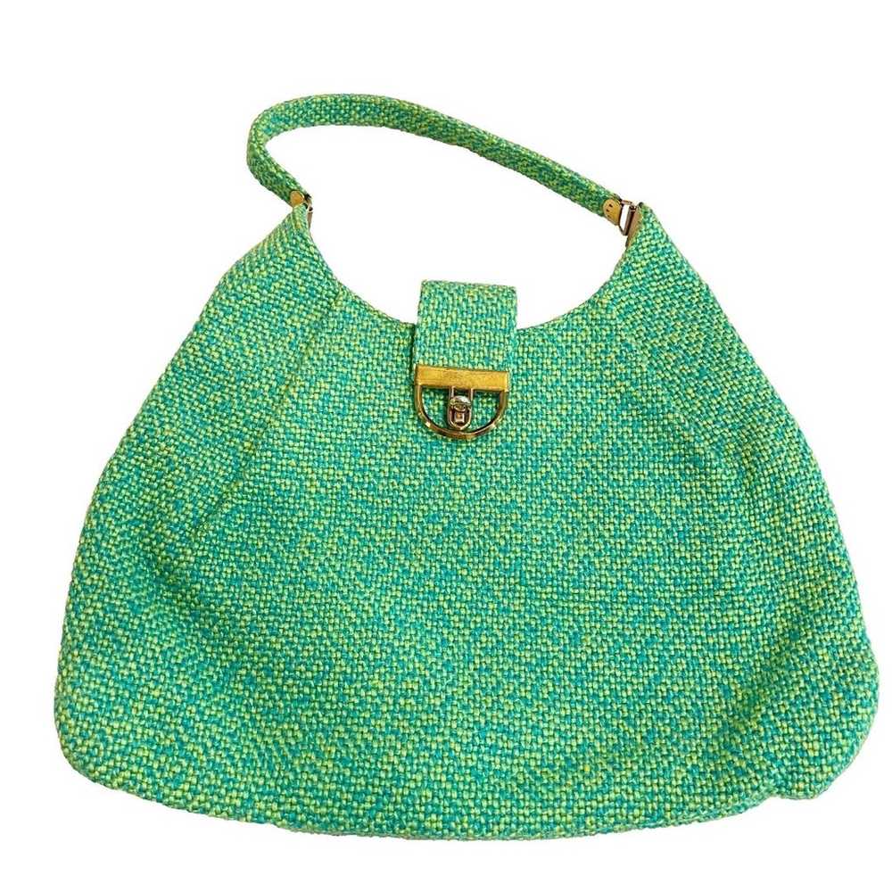 Vtg 60s Julius Resnick JR Shoulder Bag Blue Green… - image 1