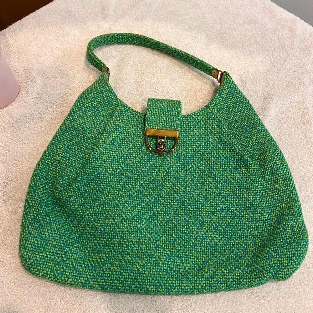 Vtg 60s Julius Resnick JR Shoulder Bag Blue Green… - image 3