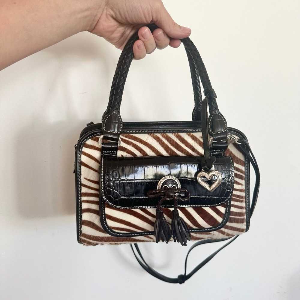 Brighton Vintage Leather purse black brown silver… - image 1