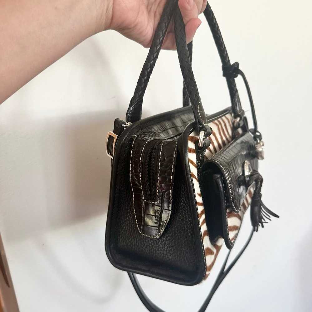 Brighton Vintage Leather purse black brown silver… - image 2