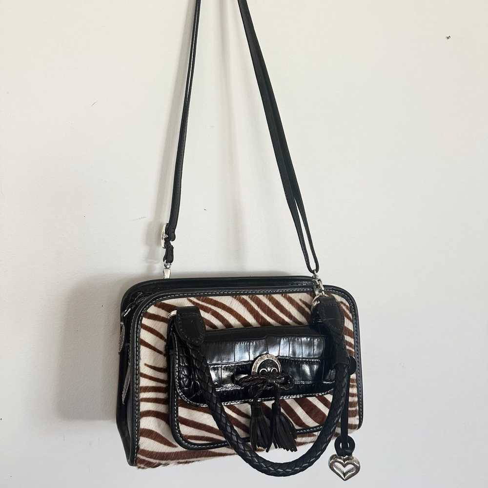 Brighton Vintage Leather purse black brown silver… - image 3