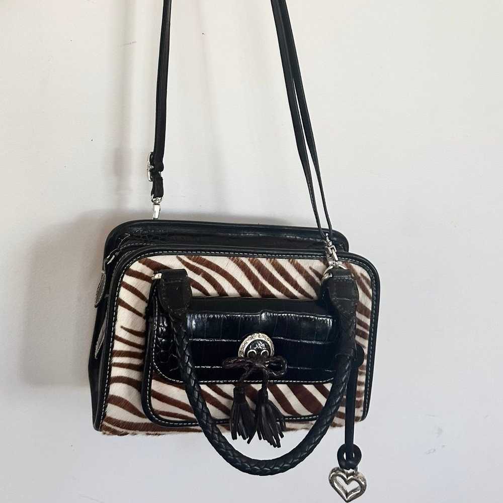 Brighton Vintage Leather purse black brown silver… - image 7