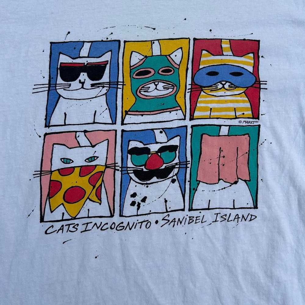 Hanes Vintage early 90s Incognito Cats T-shirt si… - image 2