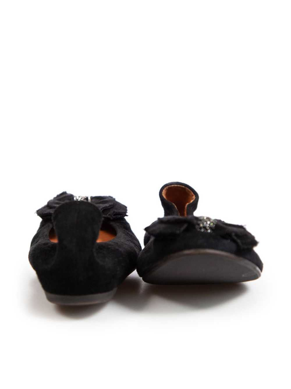 Lanvin Black Suede Embellished Bow Ballet Flats - image 3