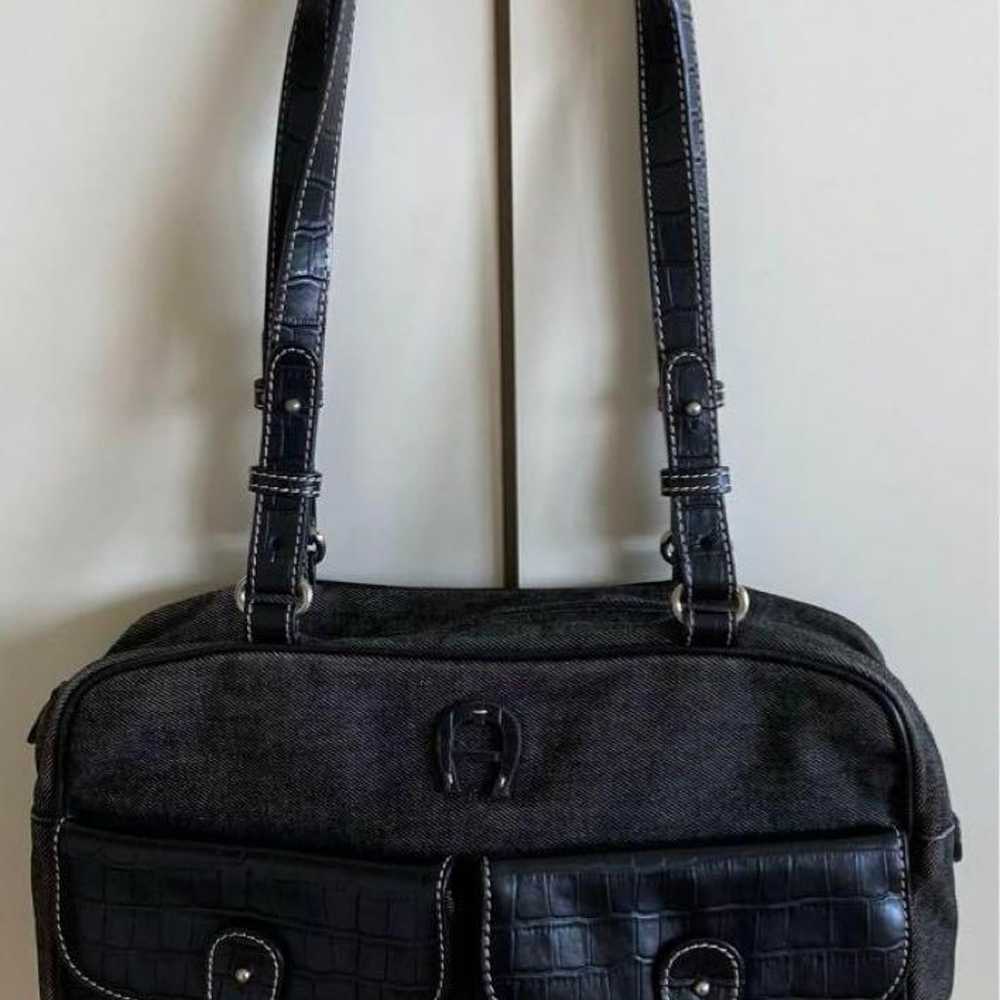 AIGNER Long Handle Boston Bag Dark Gray - image 2