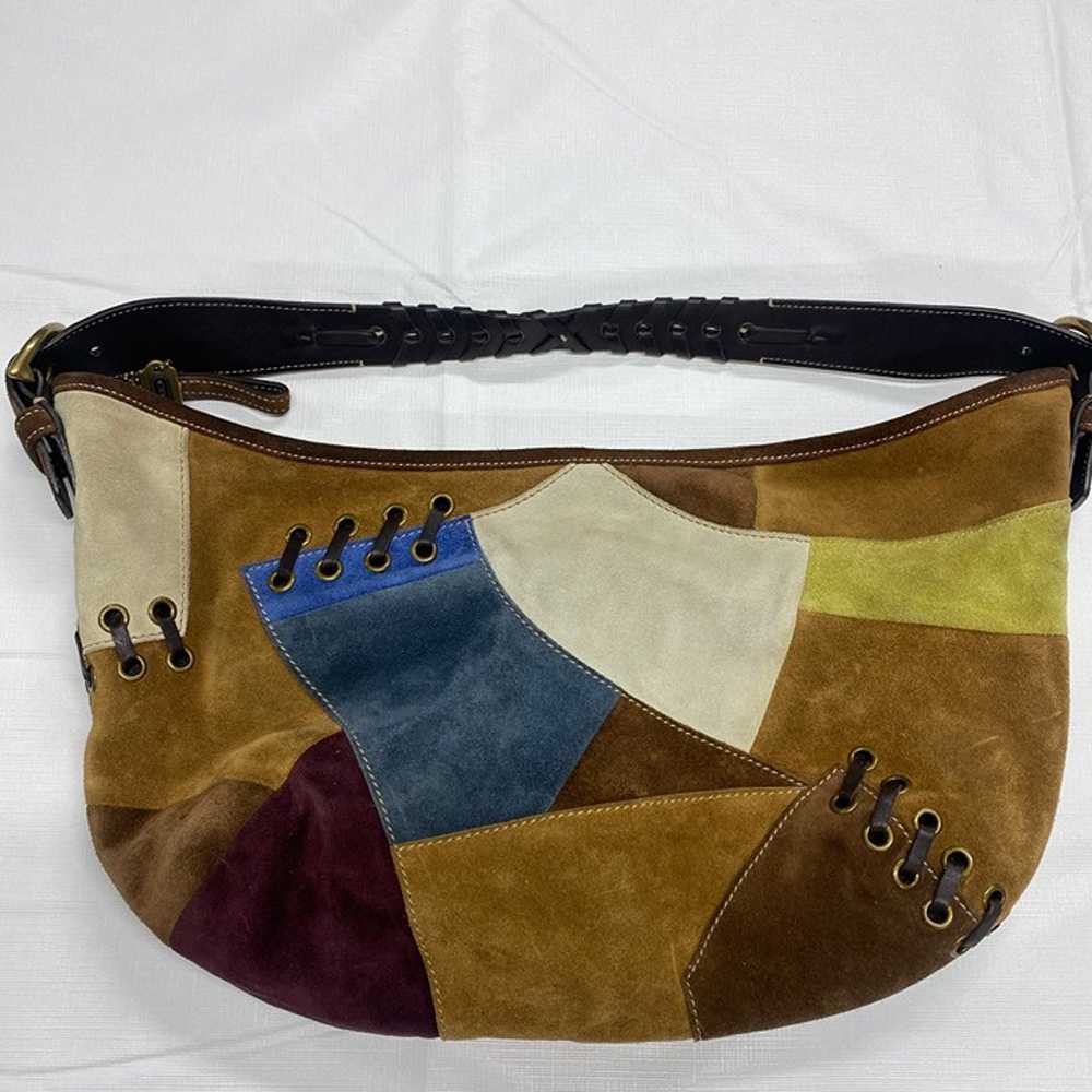 Vintage Coach Patchwork Suede Leather Shoulder Ba… - image 5