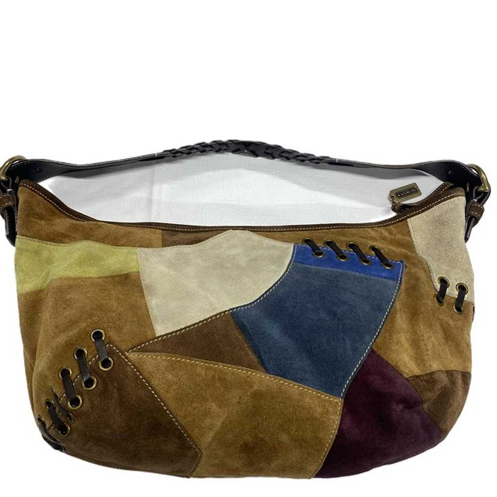 Vintage Coach Patchwork Suede Leather Shoulder Ba… - image 6