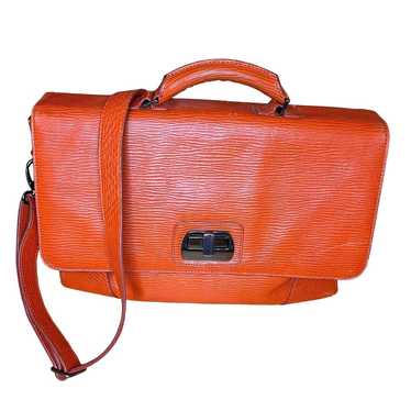 Vintage Hugo Boss Orange Leather Bag/ Briefcase In