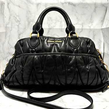 【Genuine】Miu Miu 2way Handbag Shoulder Bag Black M