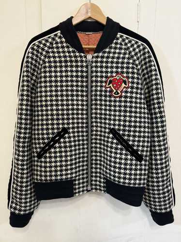 Gucci HA HA HA Houndstooth Dove Heart Wool Bomber… - image 1