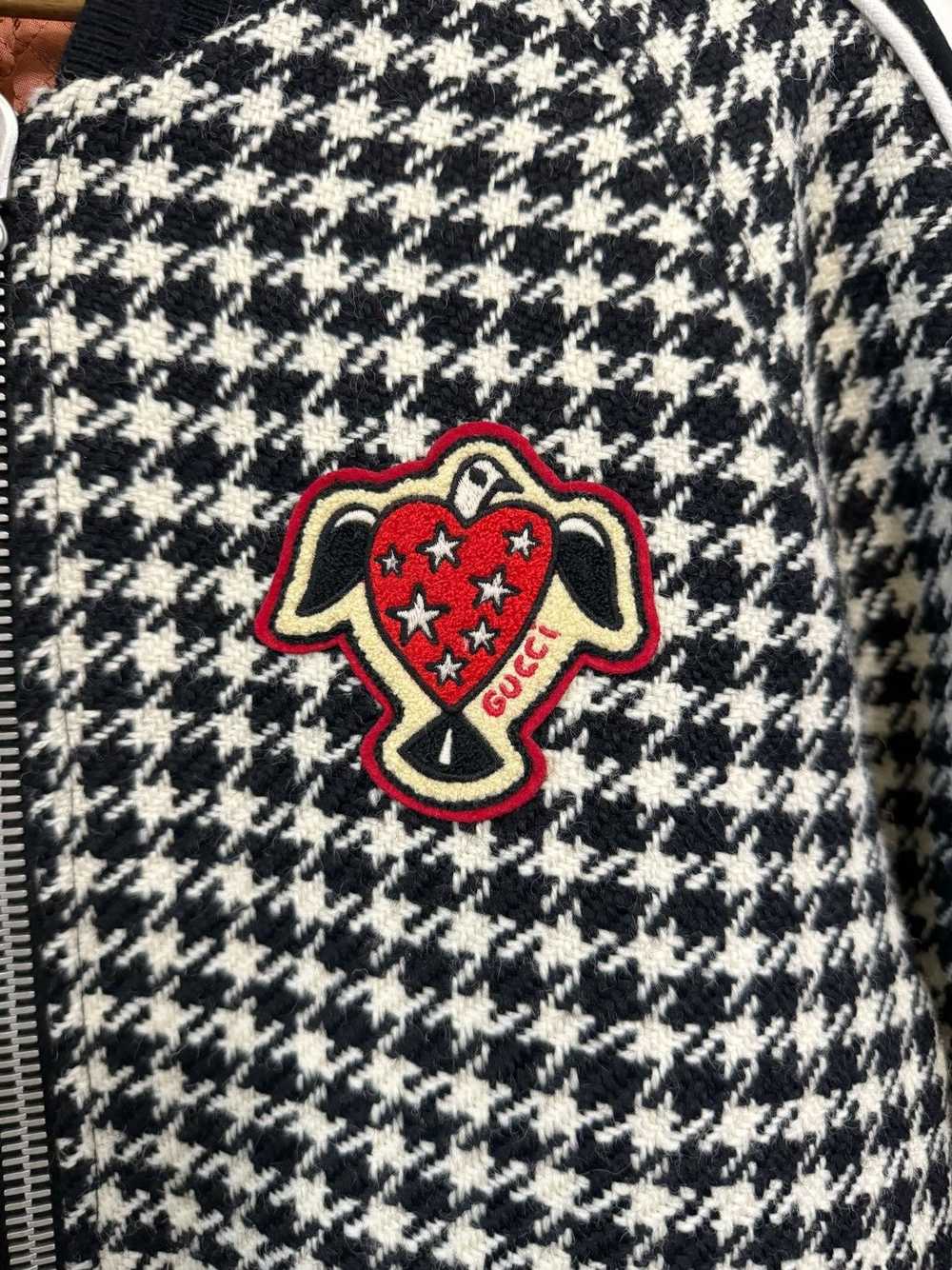 Gucci HA HA HA Houndstooth Dove Heart Wool Bomber… - image 3