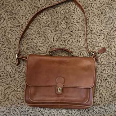 Vintage Coach British Tan Leather Satchel/Messeng… - image 1