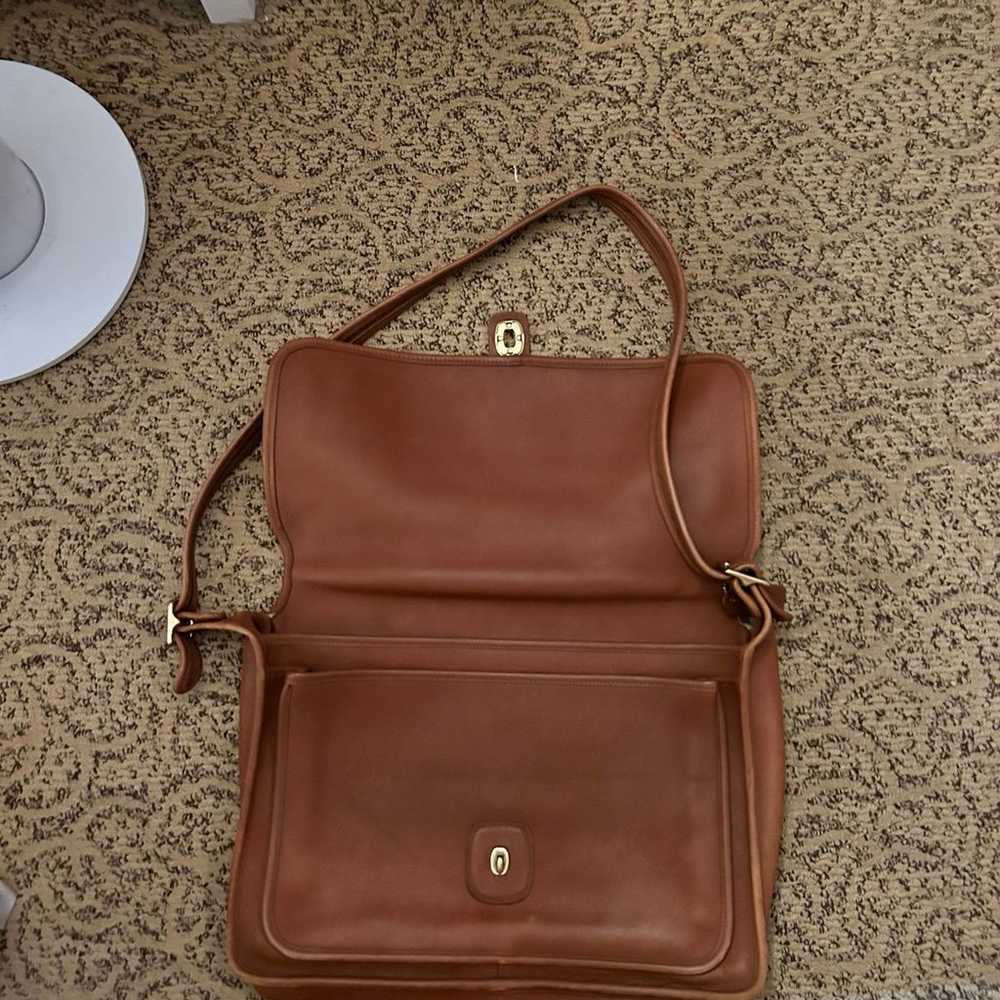 Vintage Coach British Tan Leather Satchel/Messeng… - image 3