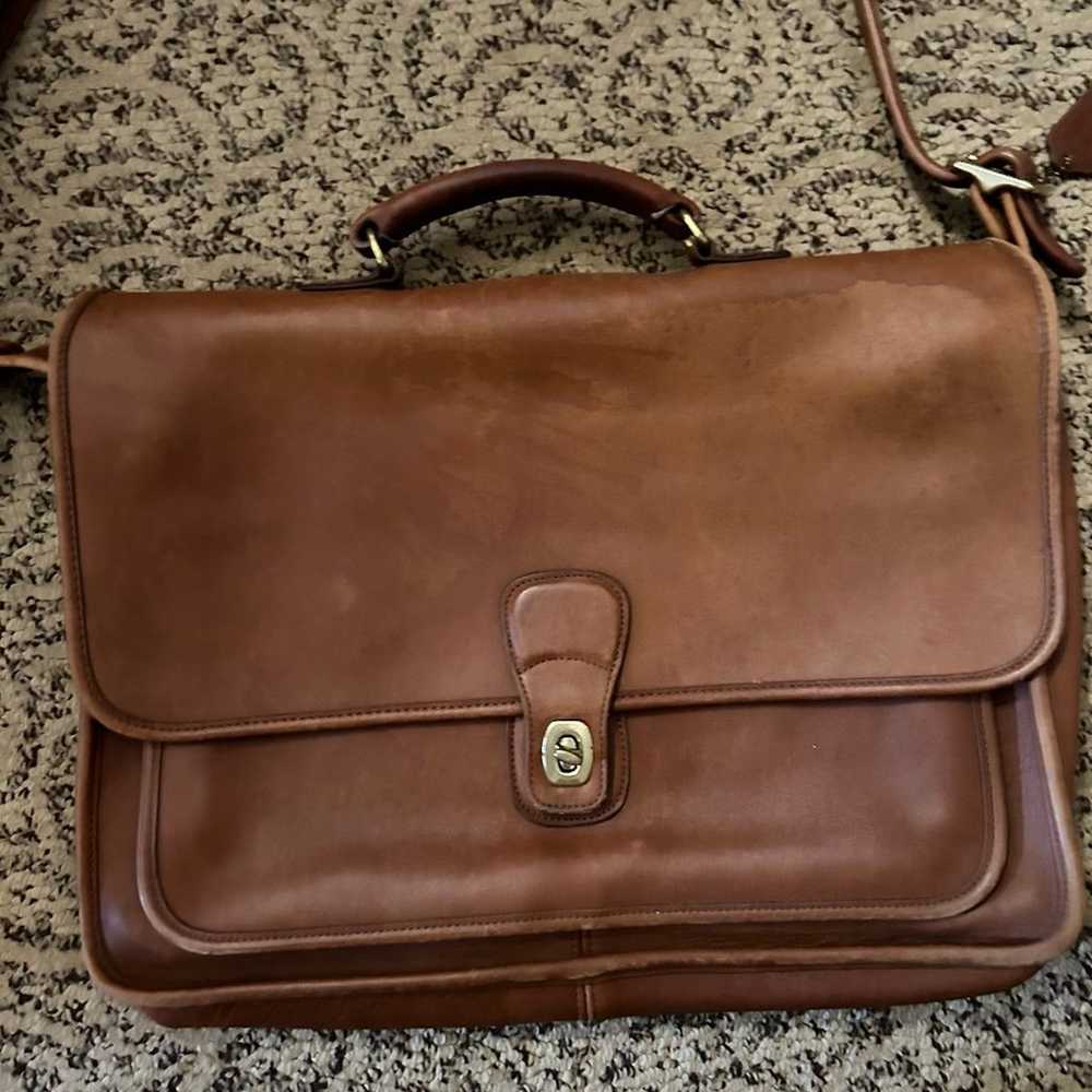 Vintage Coach British Tan Leather Satchel/Messeng… - image 4