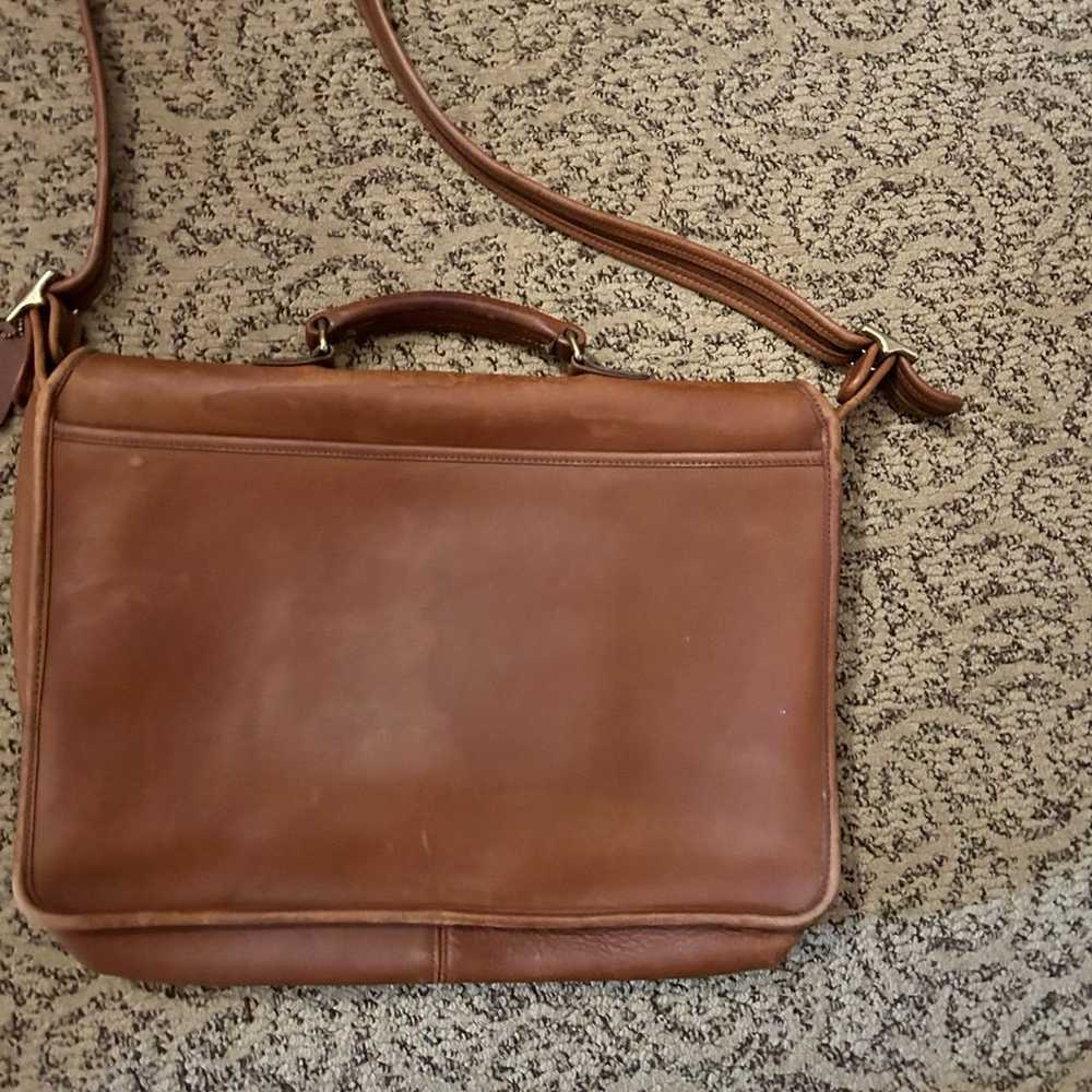 Vintage Coach British Tan Leather Satchel/Messeng… - image 5