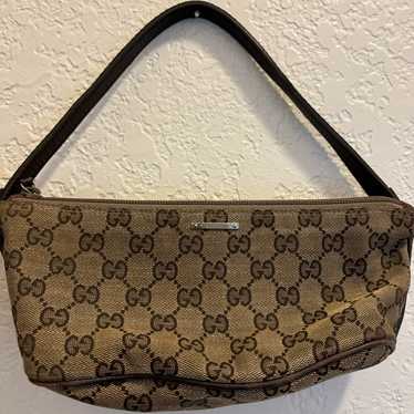 Gucci Black Vintage Boat Pochette GG Canvas Shoul… - image 1