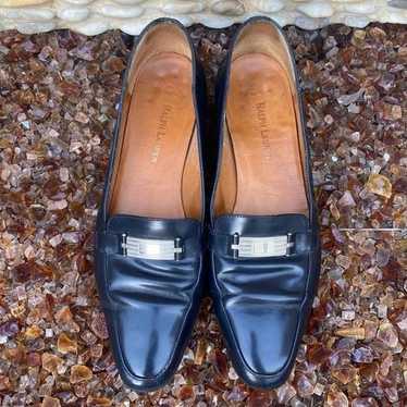 Vintage Ralph Lauren Navy-Blue Loafers Leather Sh… - image 1