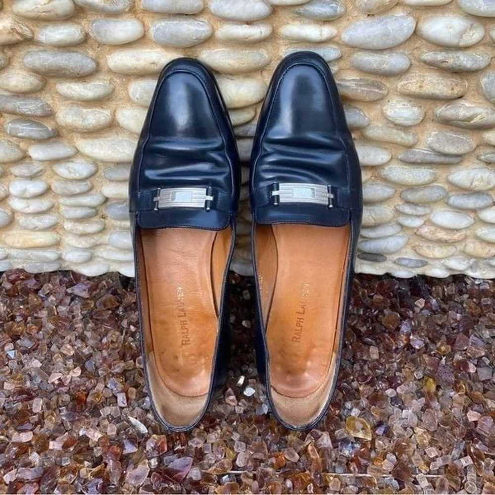 Vintage Ralph Lauren Navy-Blue Loafers Leather Sh… - image 2