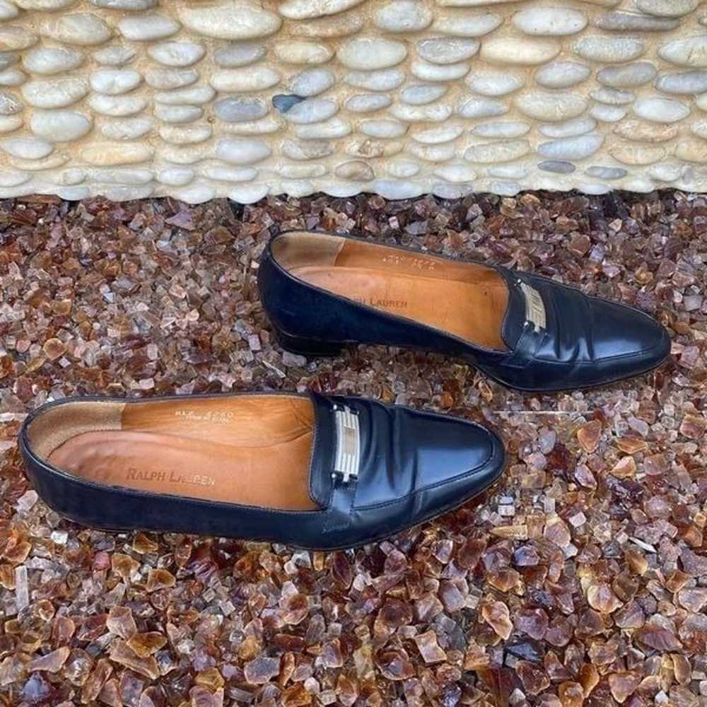 Vintage Ralph Lauren Navy-Blue Loafers Leather Sh… - image 3