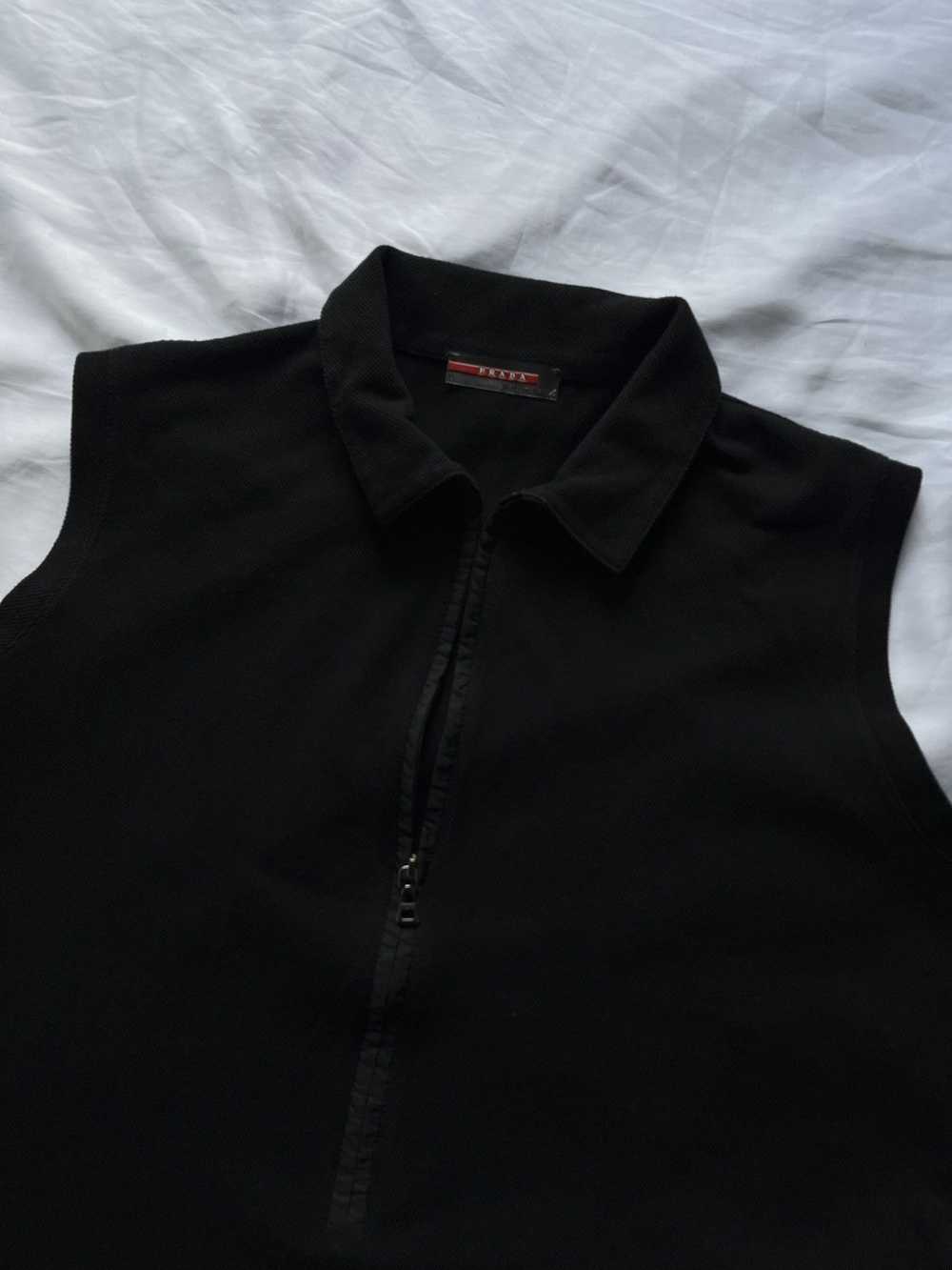 Prada Black Prada Sport Cotton Zip Sleeveless Polo - image 4