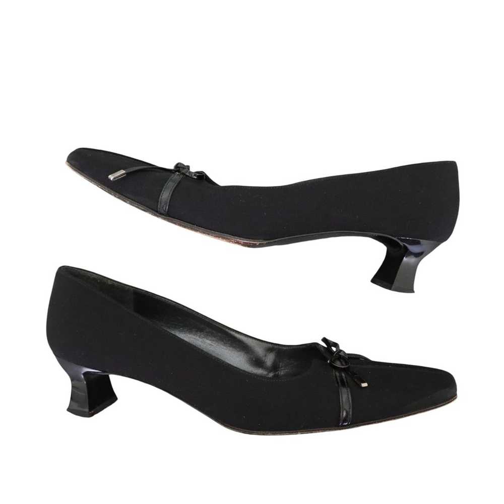 Stuart Weitzman Black Bow Kitten Heels Womens Siz… - image 6