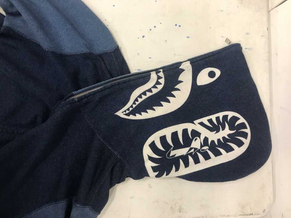 Bape BAPE Indigo Tiger Shark full zip hoodie Size… - image 4