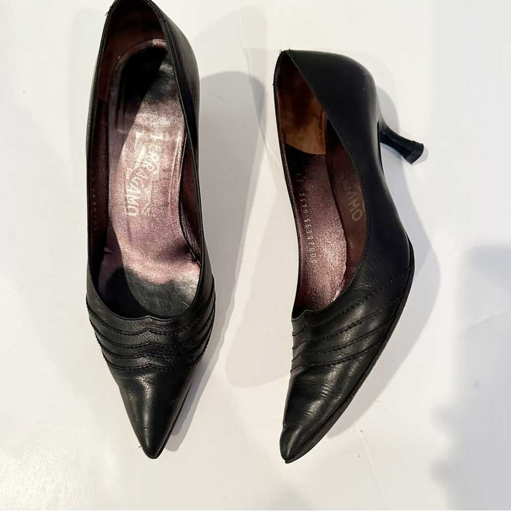 Salvatore Ferragamo Black Leather Heels Tamerisca… - image 7