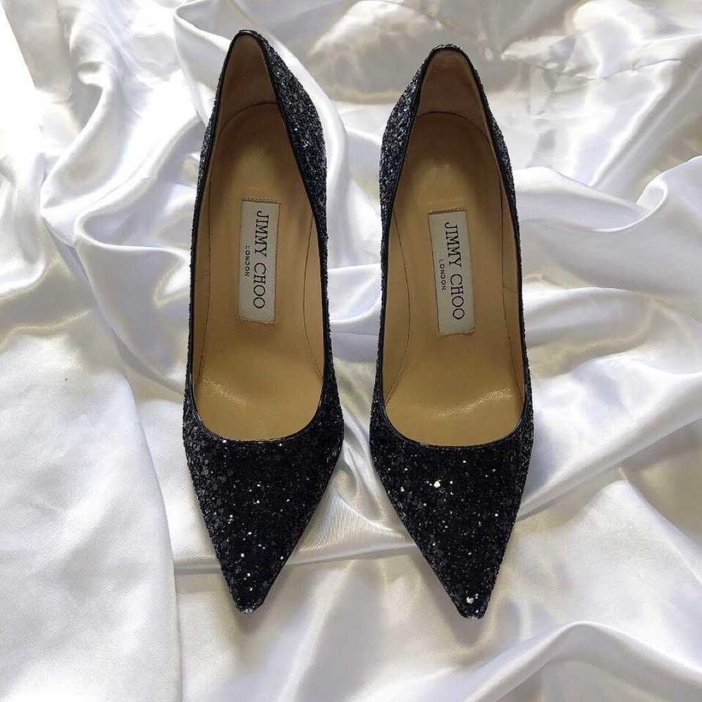 【Excellent Condition】Jimmy Choo Glitter Pumps Hee… - image 2