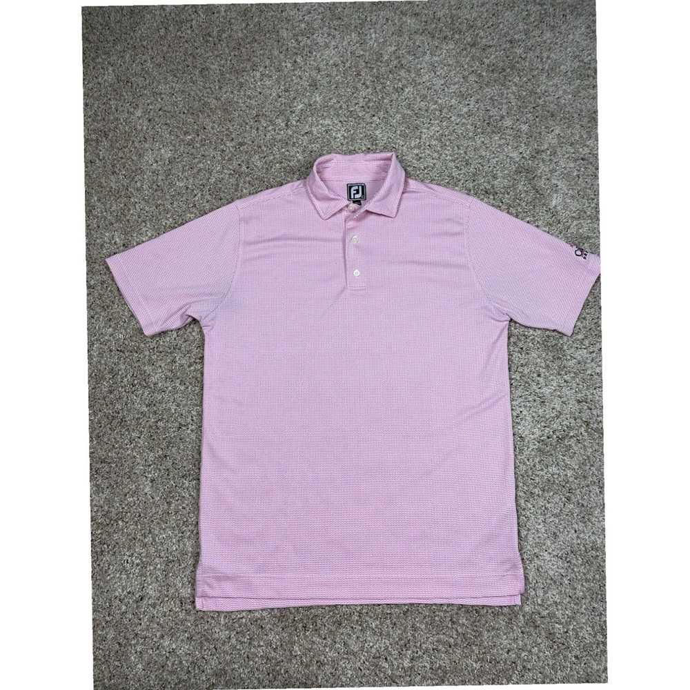 Footjoy Large Mens Pink Short Sleeve Stretch Embr… - image 1