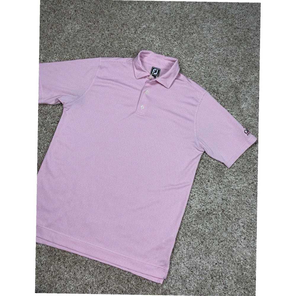 Footjoy Large Mens Pink Short Sleeve Stretch Embr… - image 2