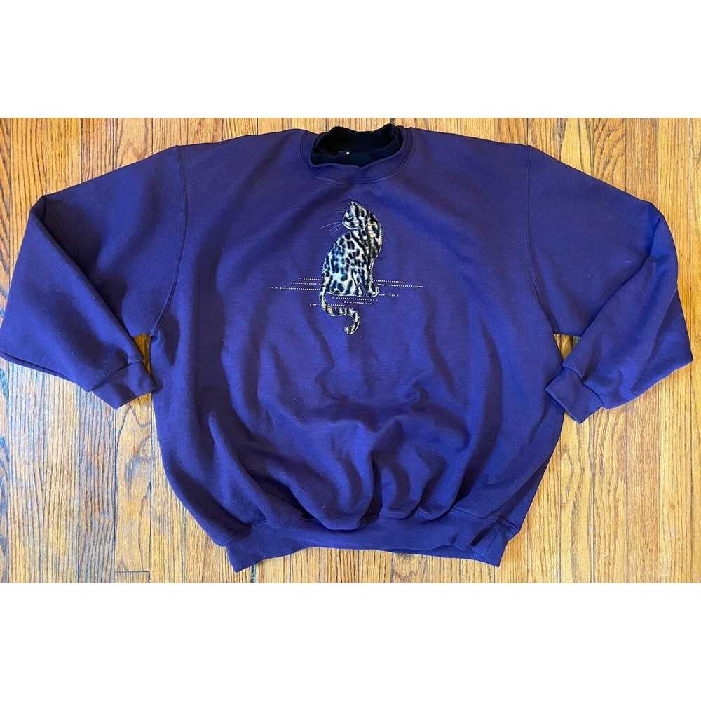 Unbrnd Vtg Top Stitch Sweatshirt Double Collar Wo… - image 1