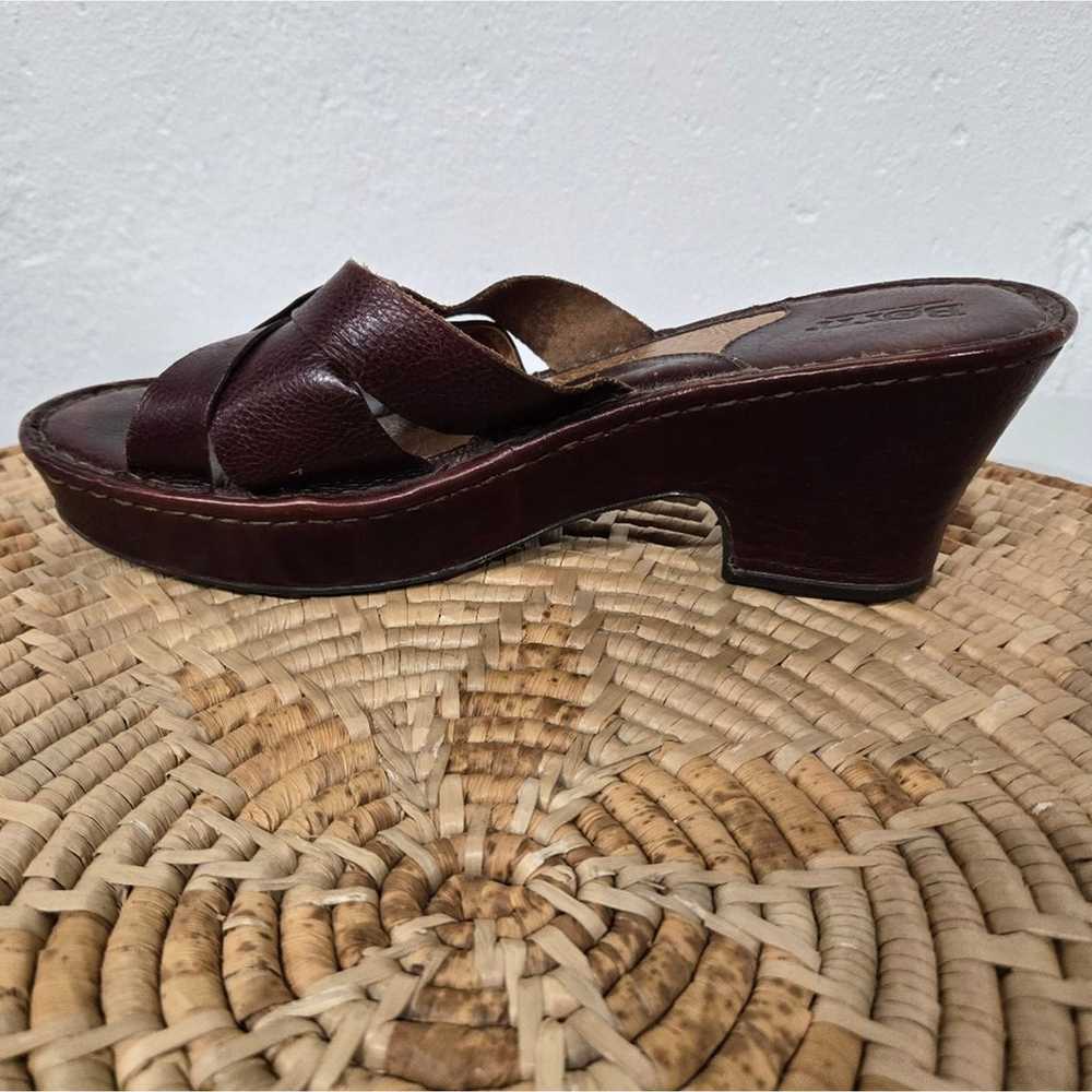 Vintage Born Brown Leather Chunky Wedge Pkatform … - image 4