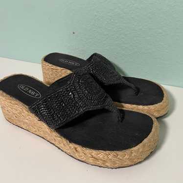 Vintage Y2K Women's Old Navy Black Wedge Sandals … - image 1