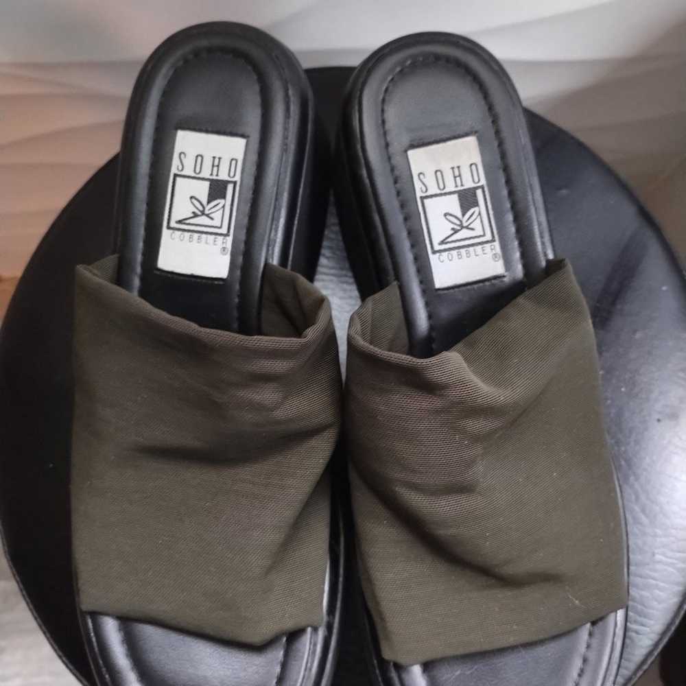 SOHO cobbler Olive green slip on platform flats - image 2