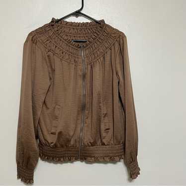 Other OLIVIA GREY Taupe Brown Gathered Bomber Jac… - image 1