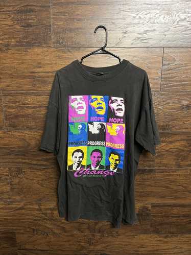 Designer Vintage Barack Obama T-shirt - Hope Prog… - image 1