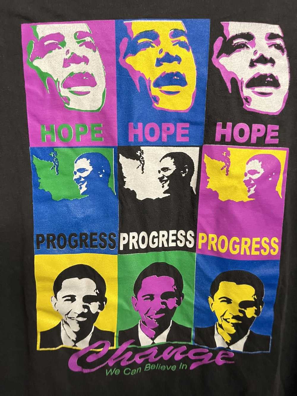 Designer Vintage Barack Obama T-shirt - Hope Prog… - image 3