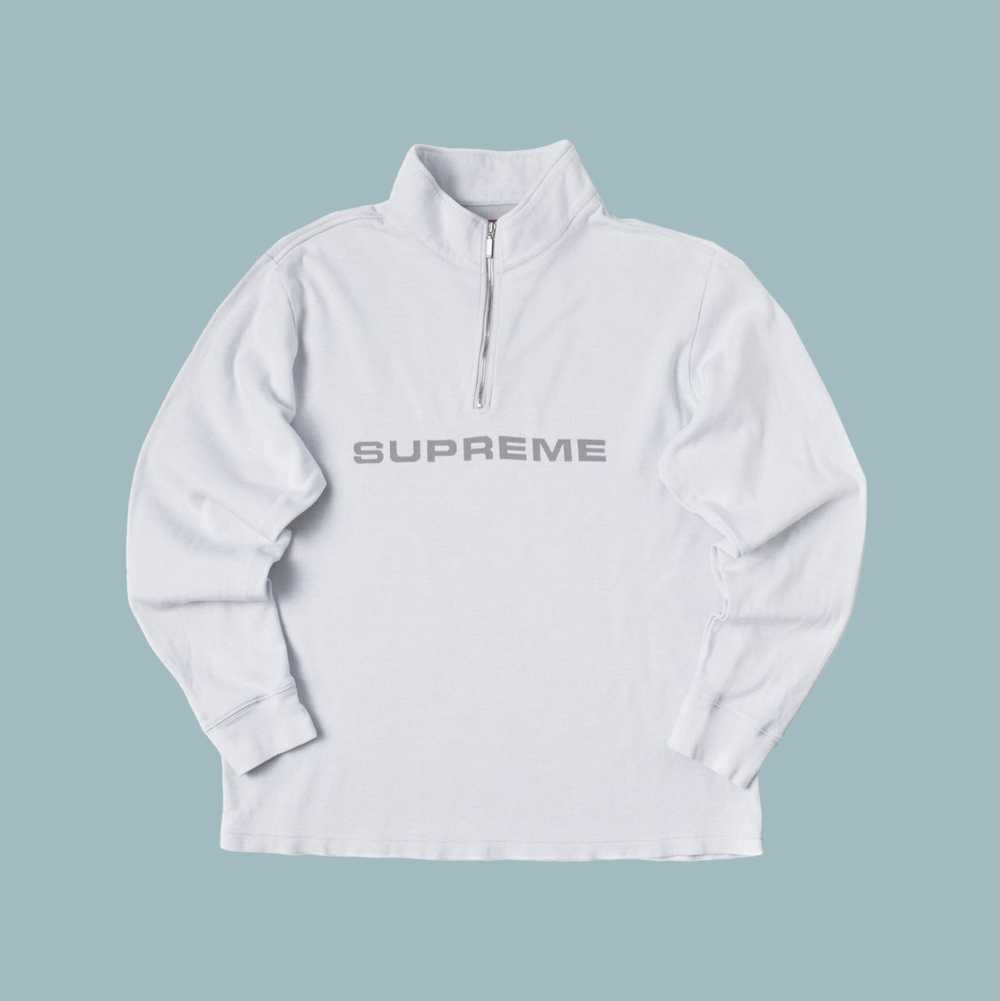 Supreme SUPREME WHITE HALF ZIP LOGO SWEATER - image 1