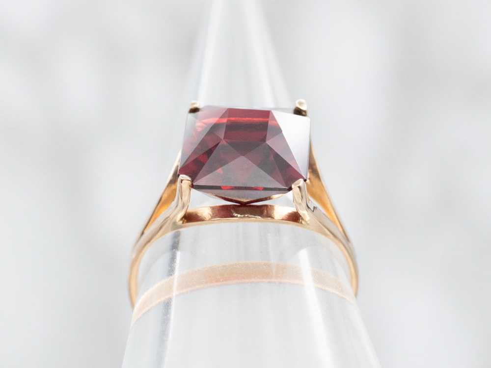 Garnet Solitaire Cocktail Ring - image 3