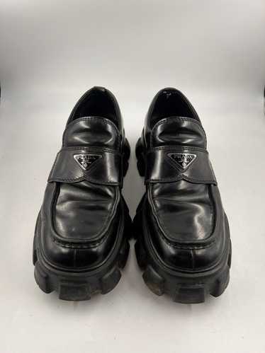 Prada Prada Monolith Black Leather Loafers