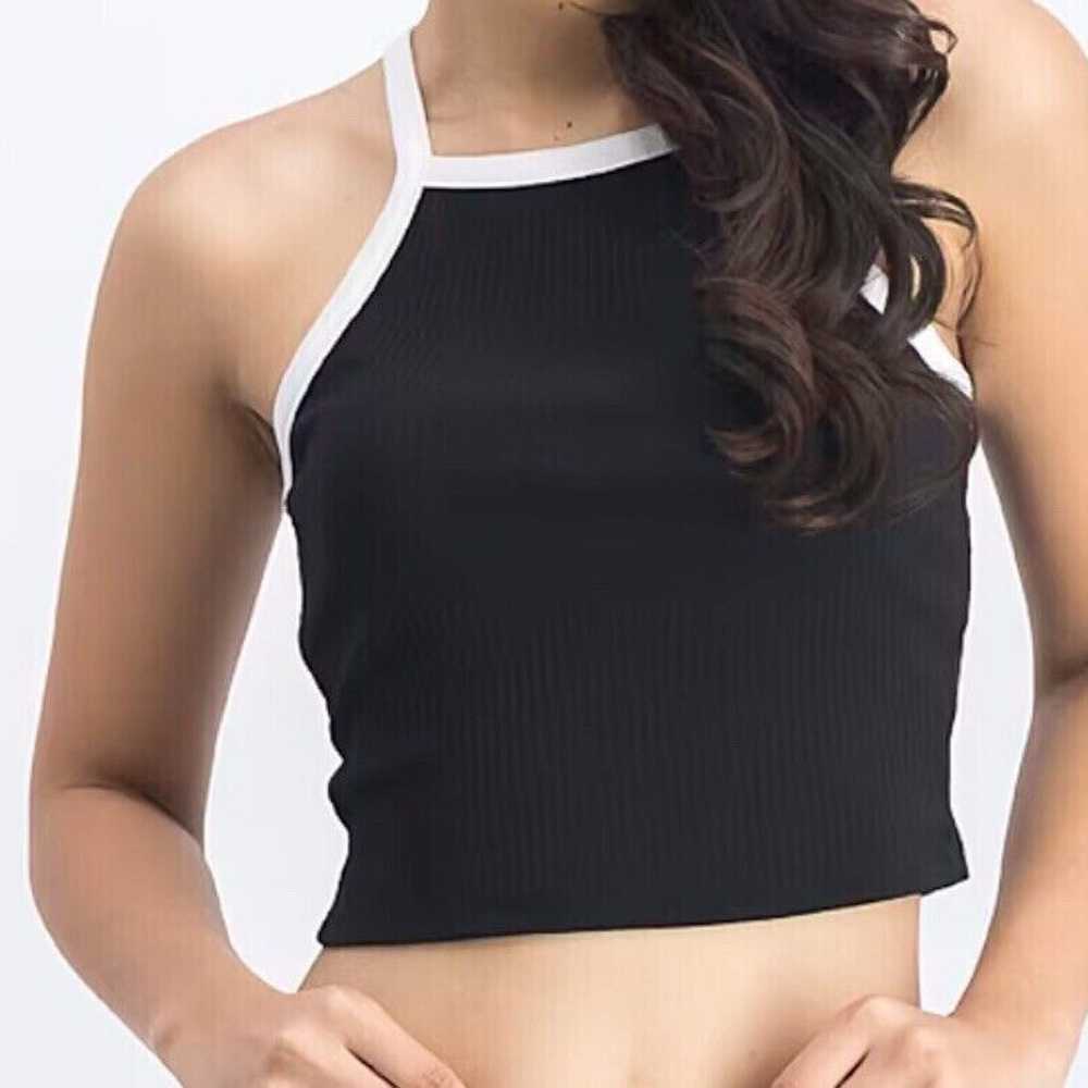 Heart & Hips Women’s Crop Top Large Black Halter … - image 1