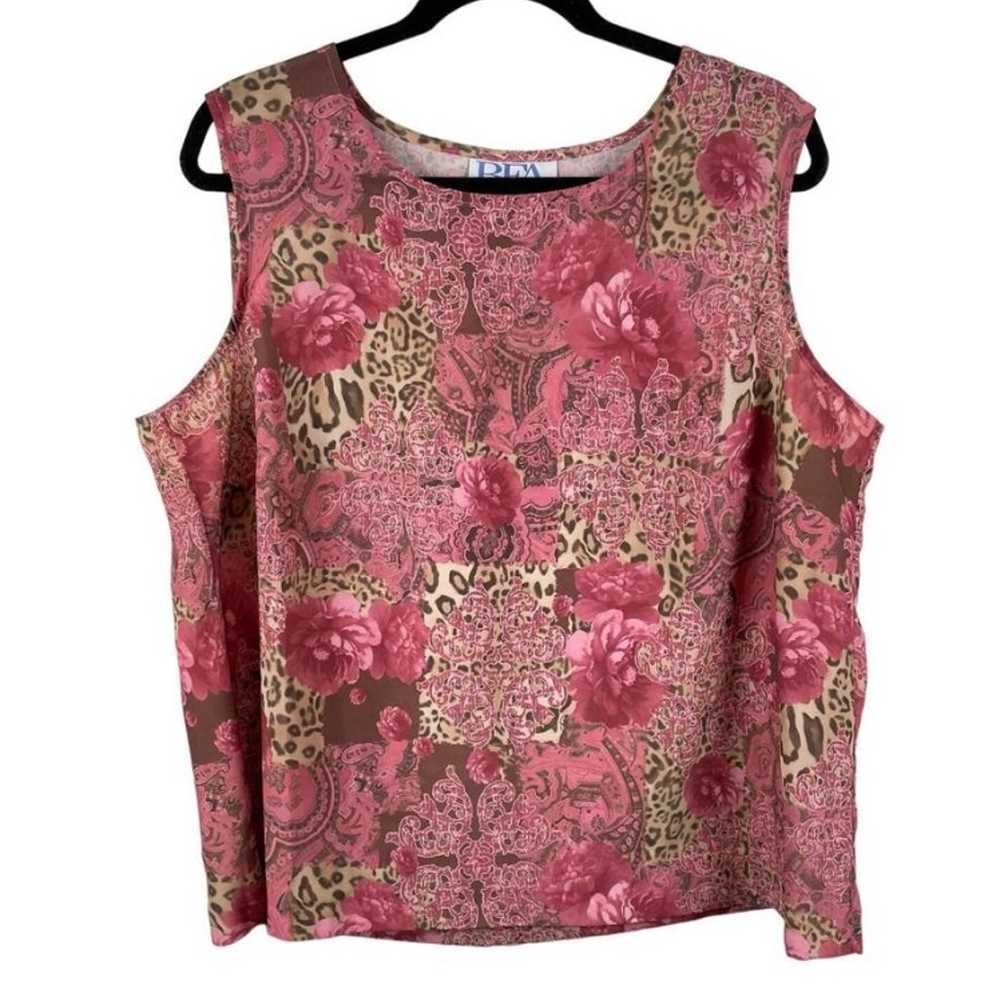 90’s Pink Patchwork Paisley Floral Animal Print T… - image 1