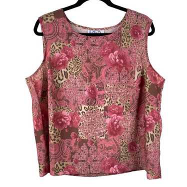 90’s Pink Patchwork Paisley Floral Animal Print T… - image 1