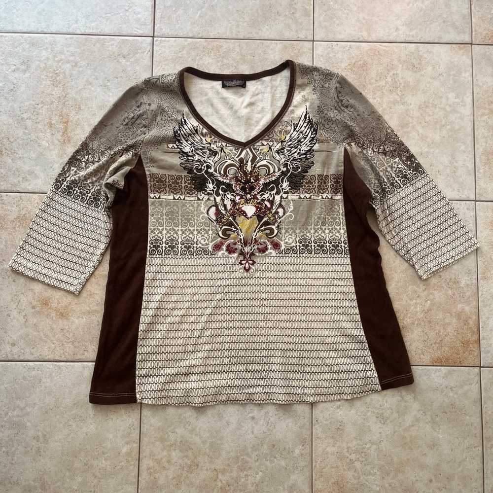 Rare Y2K Vanilla Sugar Women’s 1X 3/4 Sleeve top,… - image 3